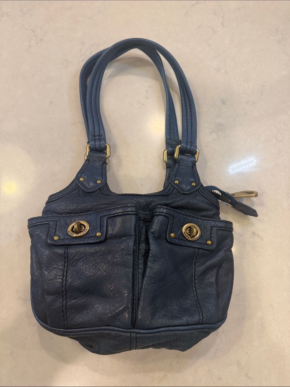 Marc Jacobs Classic Leather Tote Bag in Slate Blue- hard to find - perfect-